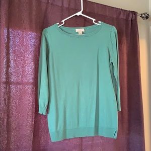 Loft 3/4 sleeve green sweater